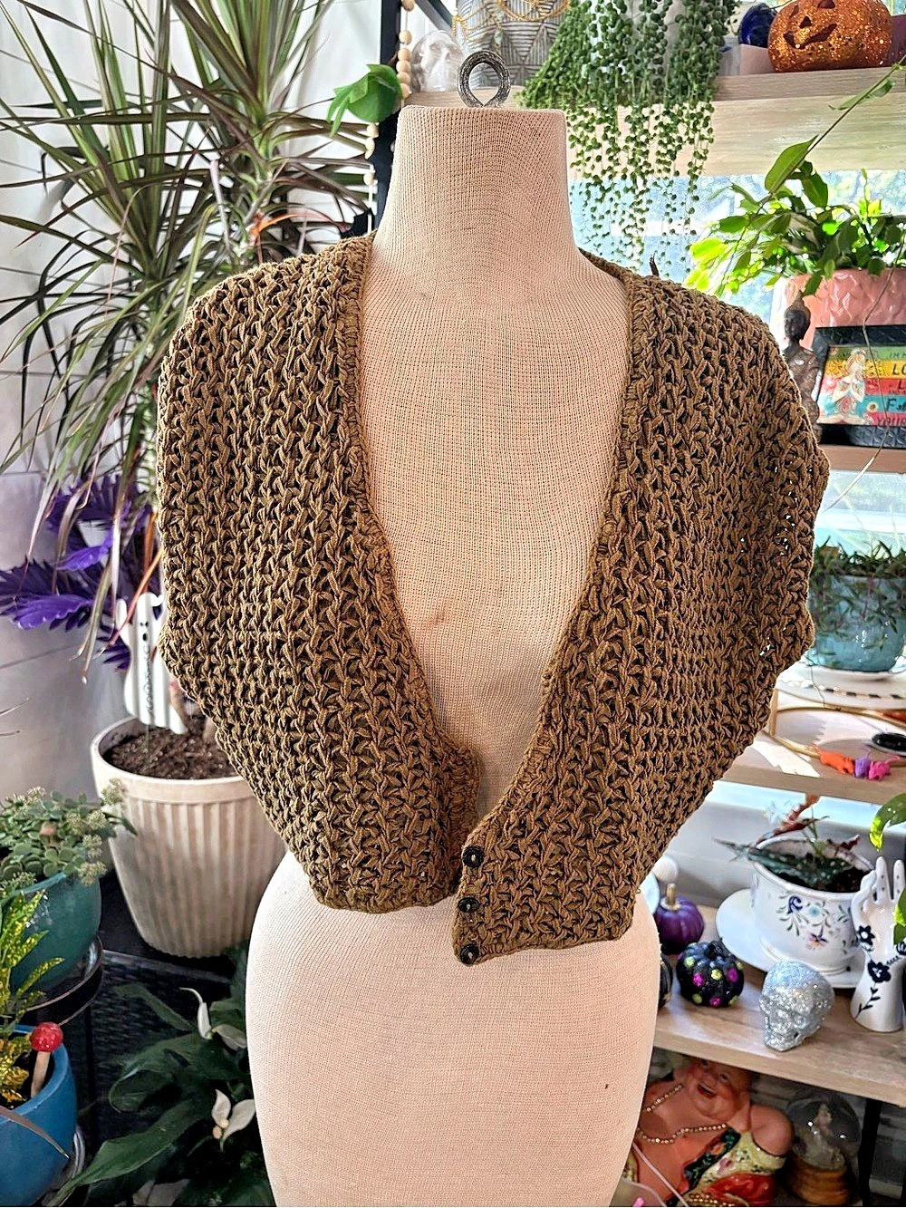 Free People Brown Cotton Knit Shrug Size Medium Like New